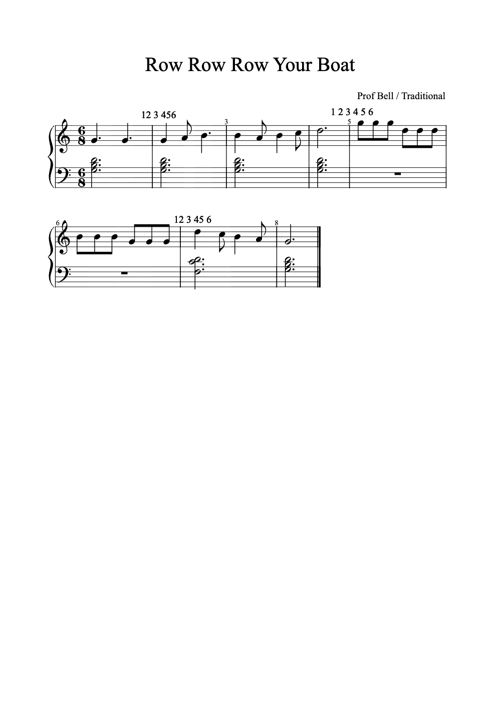 Sheet music preview for Row Row Row Your Boat