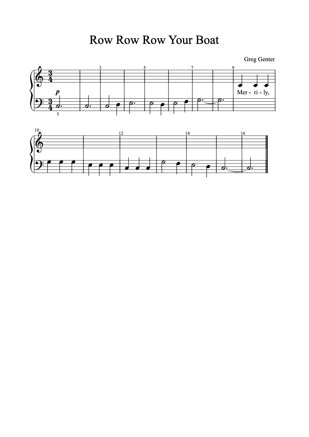 Sheet music preview for Row Row Row Your Boat