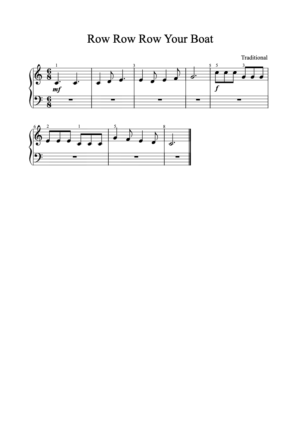 Sheet music preview for Row Row Row Your Boat