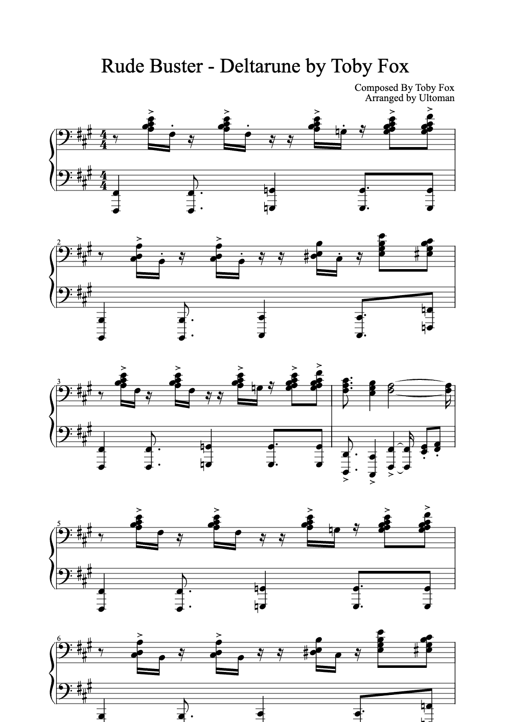 Sheet music preview for Rude Buster