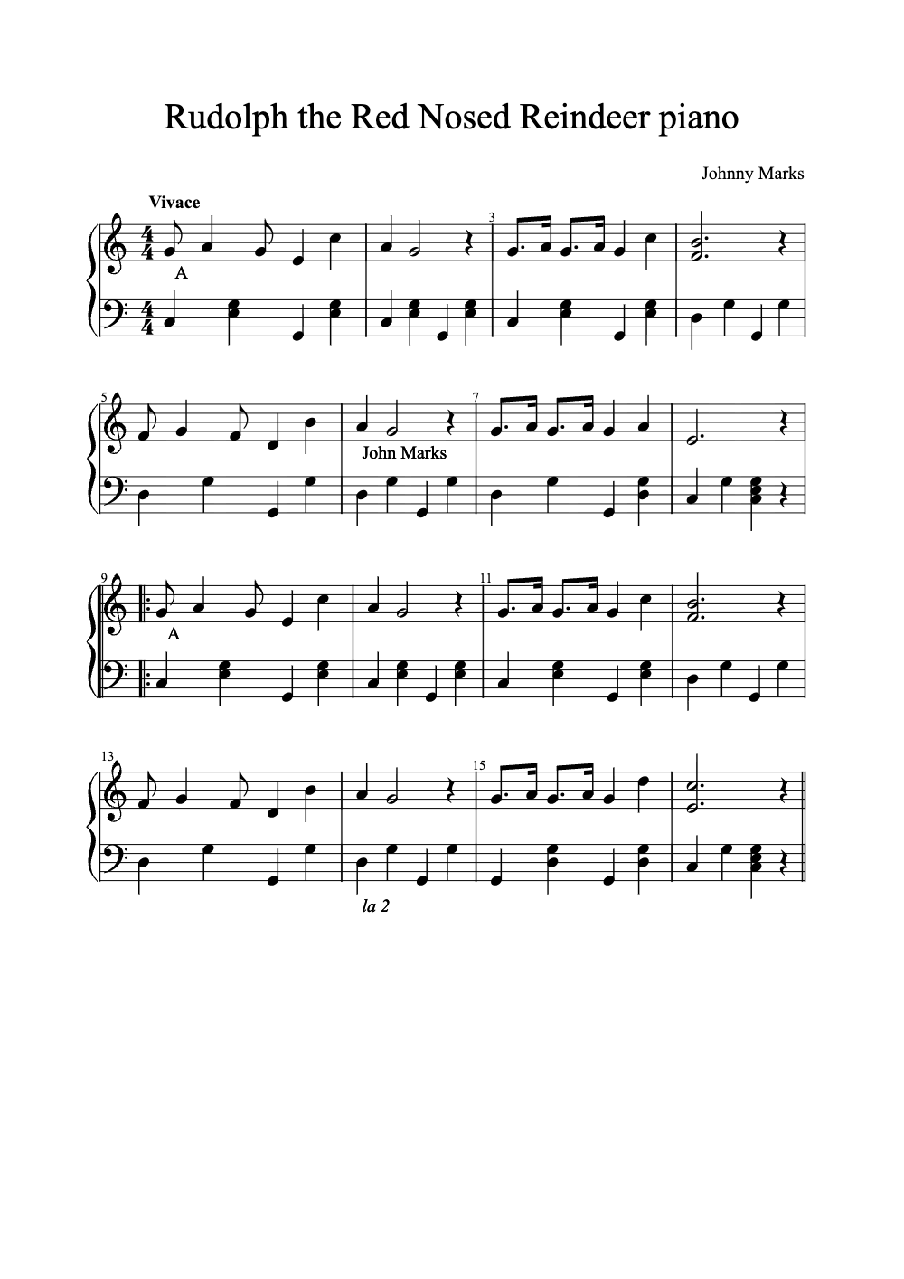 Sheet music preview for Rudolph the Red-Nosed Reindeer