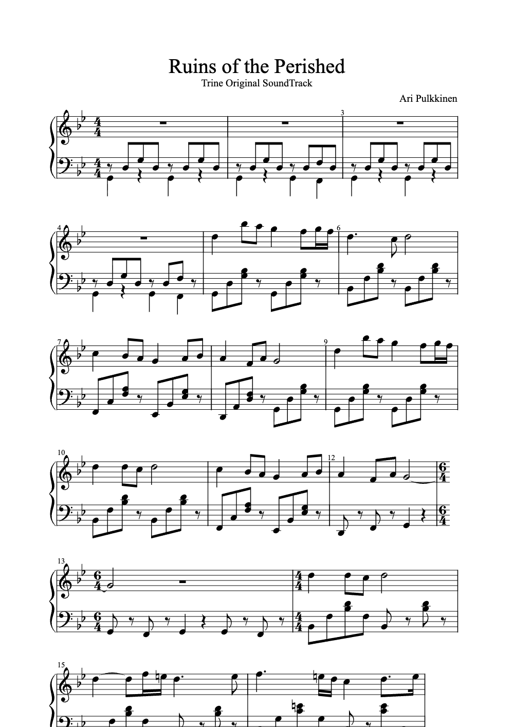 Sheet music preview for Ruins of the Perished
