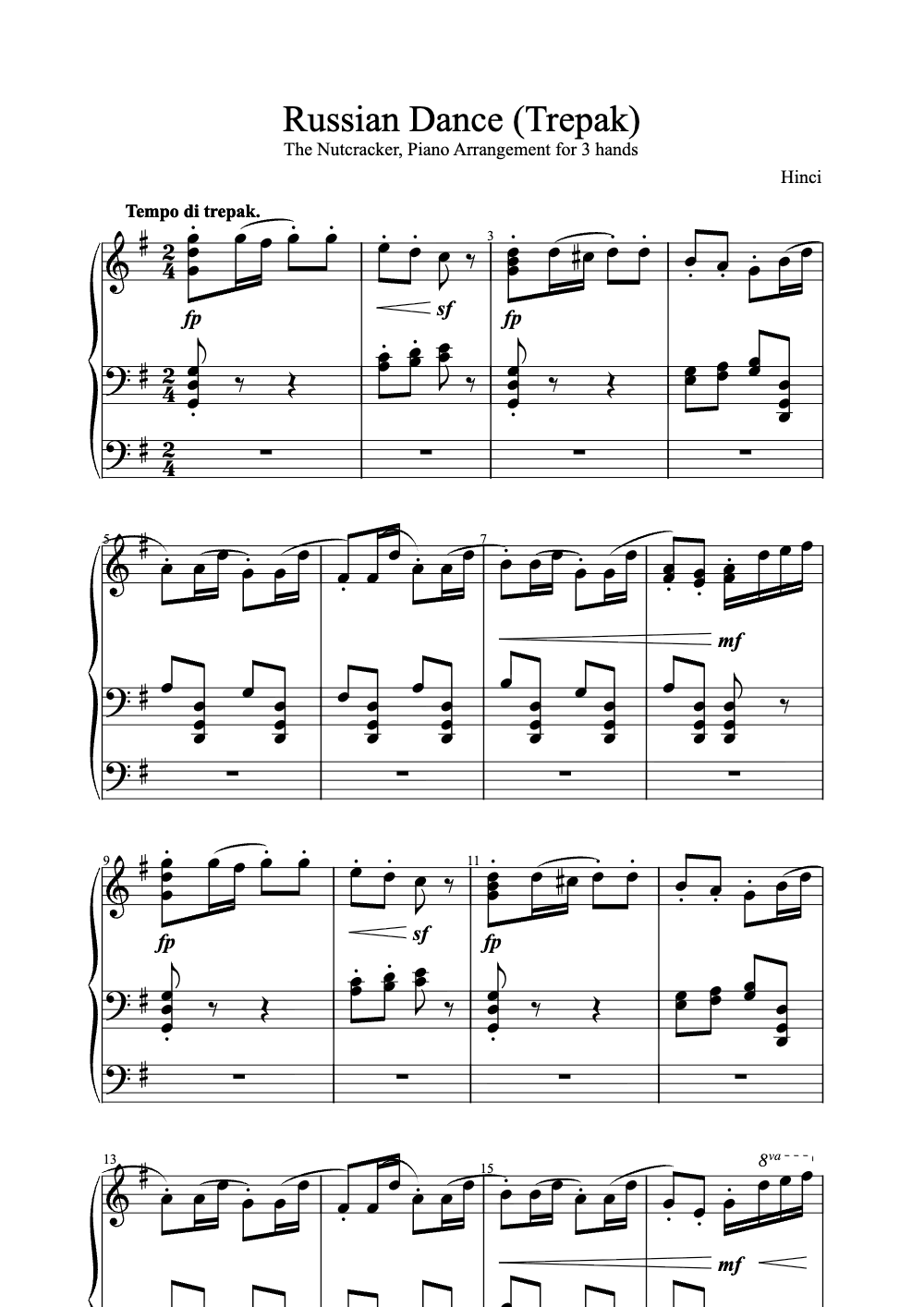 Sheet music preview for Russian Dance (Trepak)