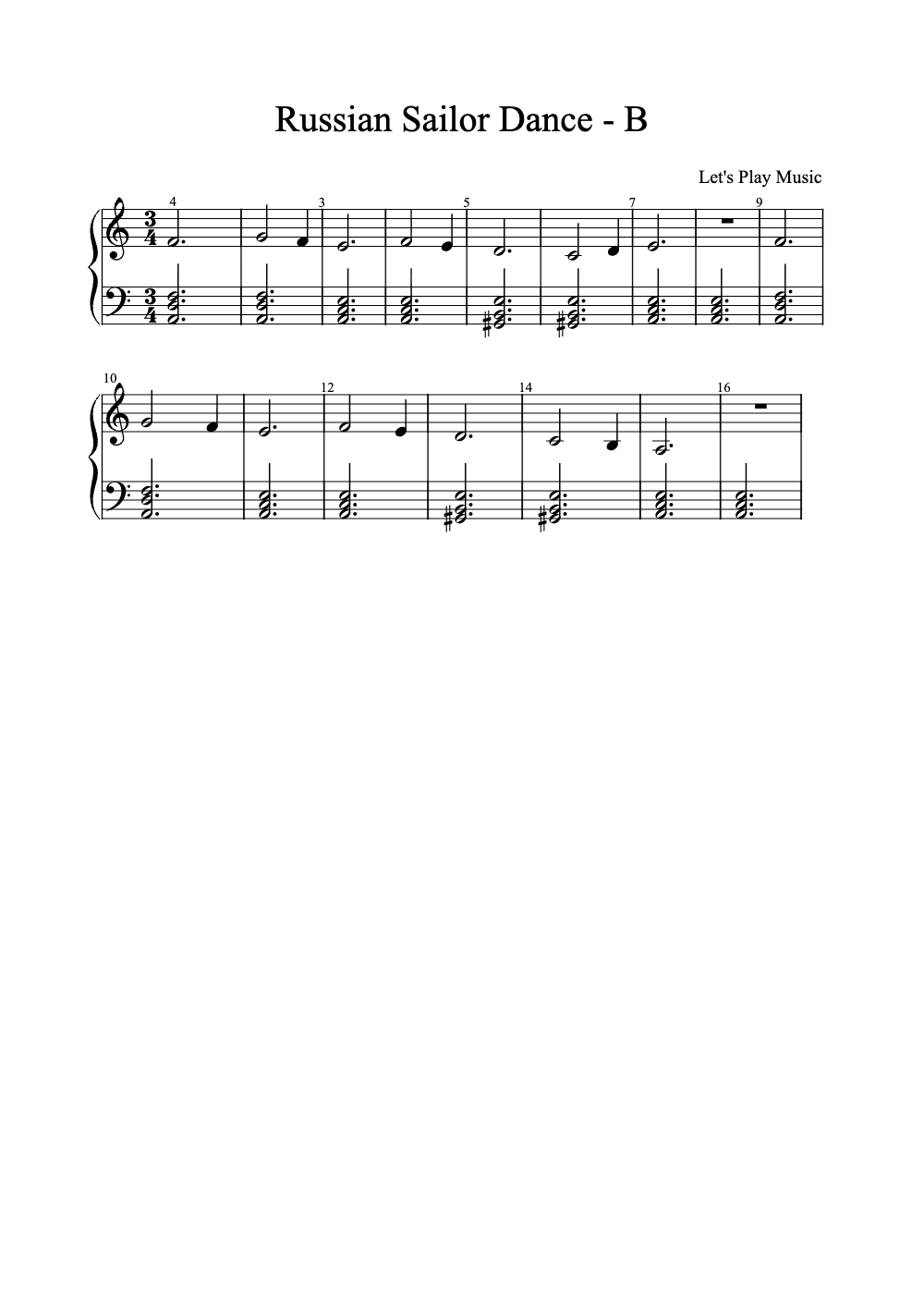 Sheet music preview for Russian Sailor Dance