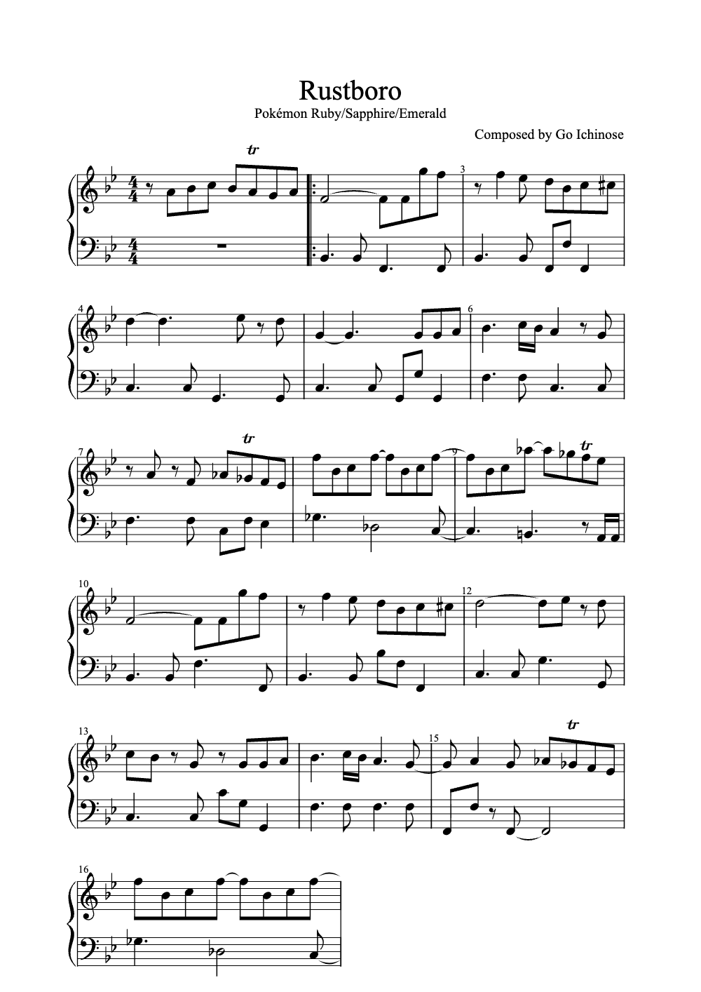 Sheet music preview for Rustboro