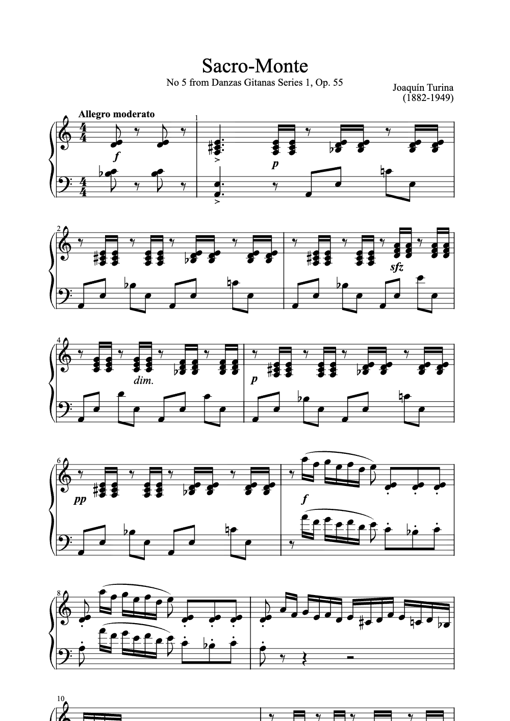 Sheet music preview for Sacro-Monte