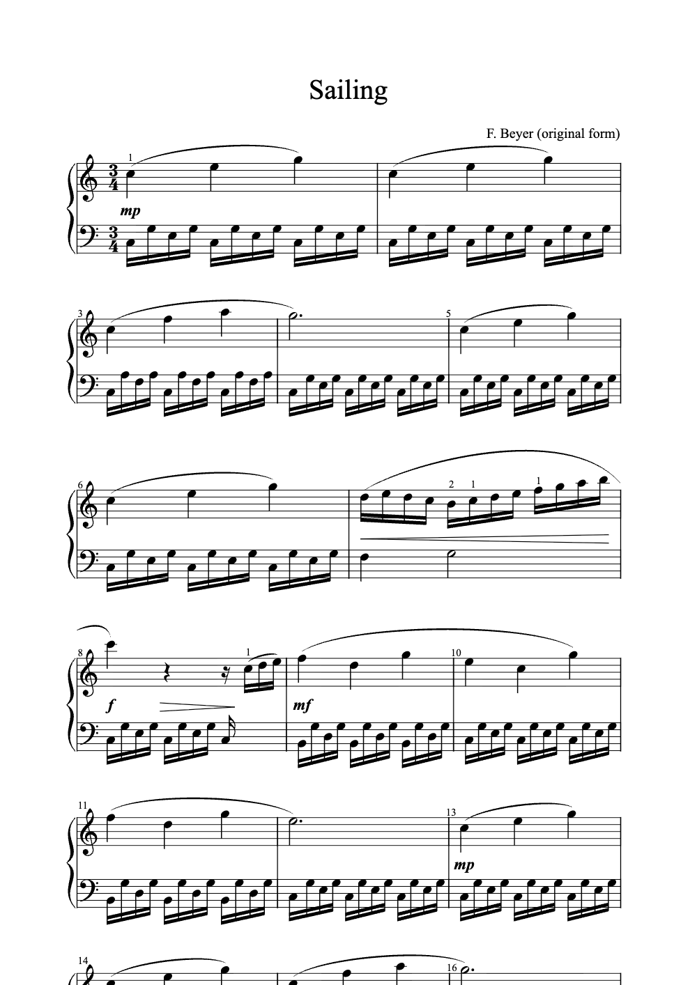 Sheet music preview for Sailing