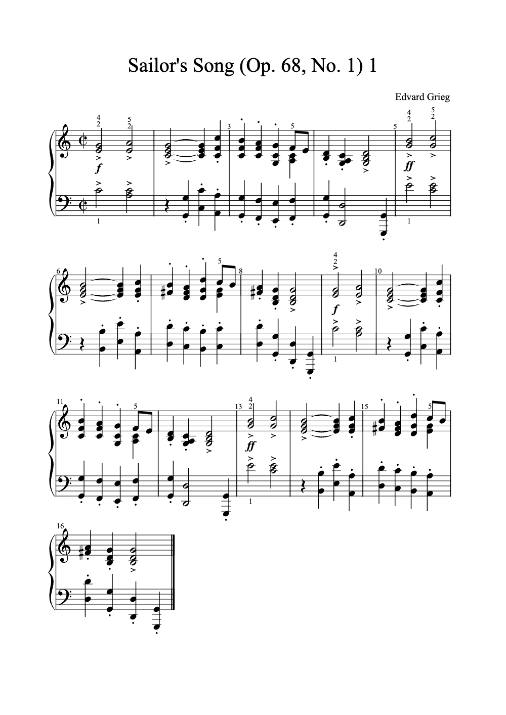 Sheet music preview for Sailor's Song