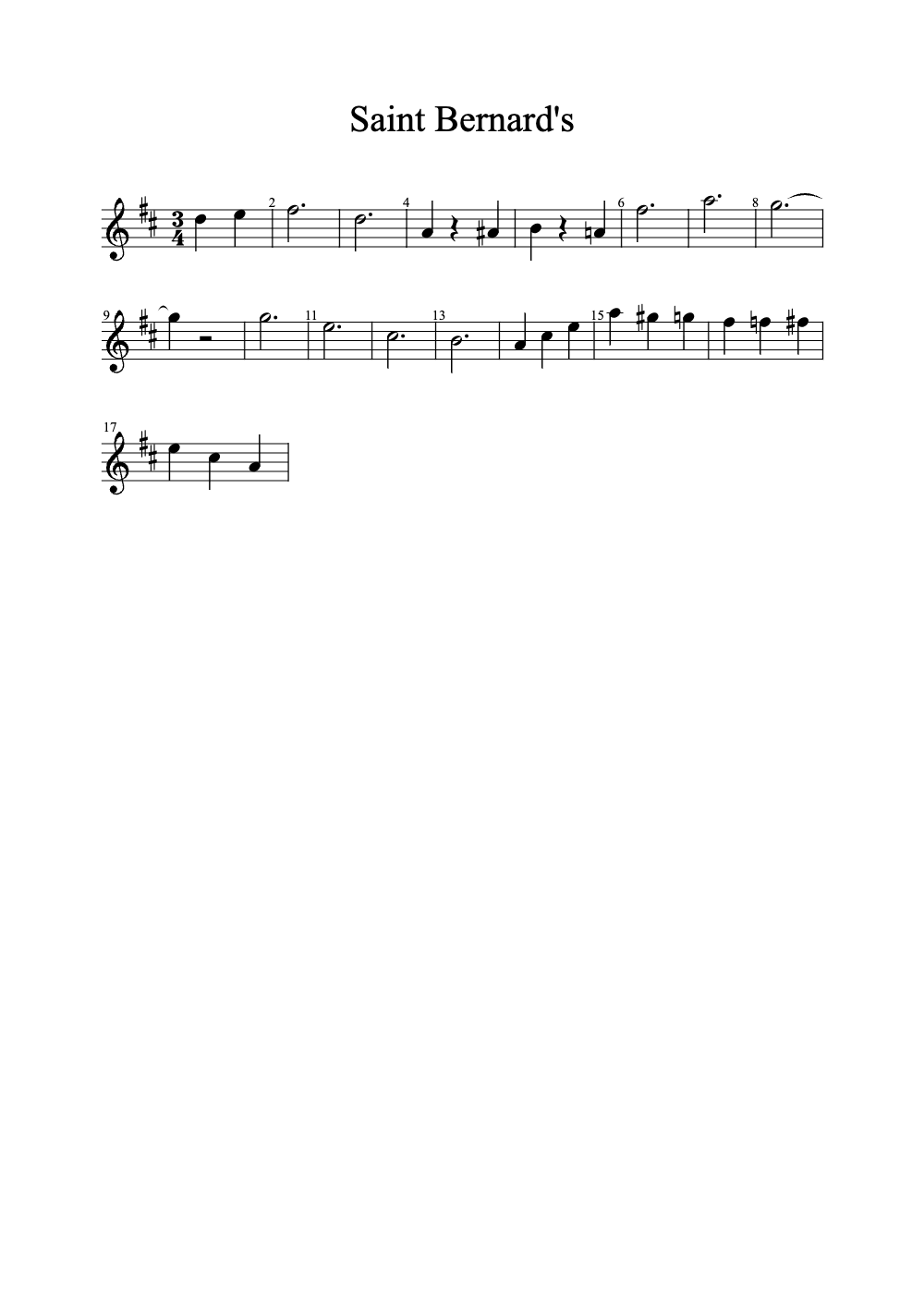 Sheet music preview for Saint Bernard's