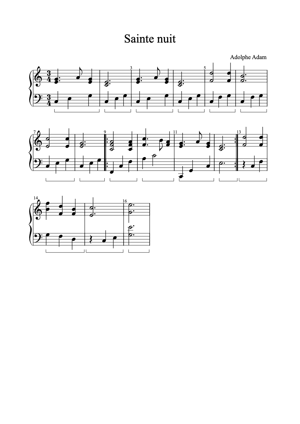 Sheet music preview for Sainte Nuit