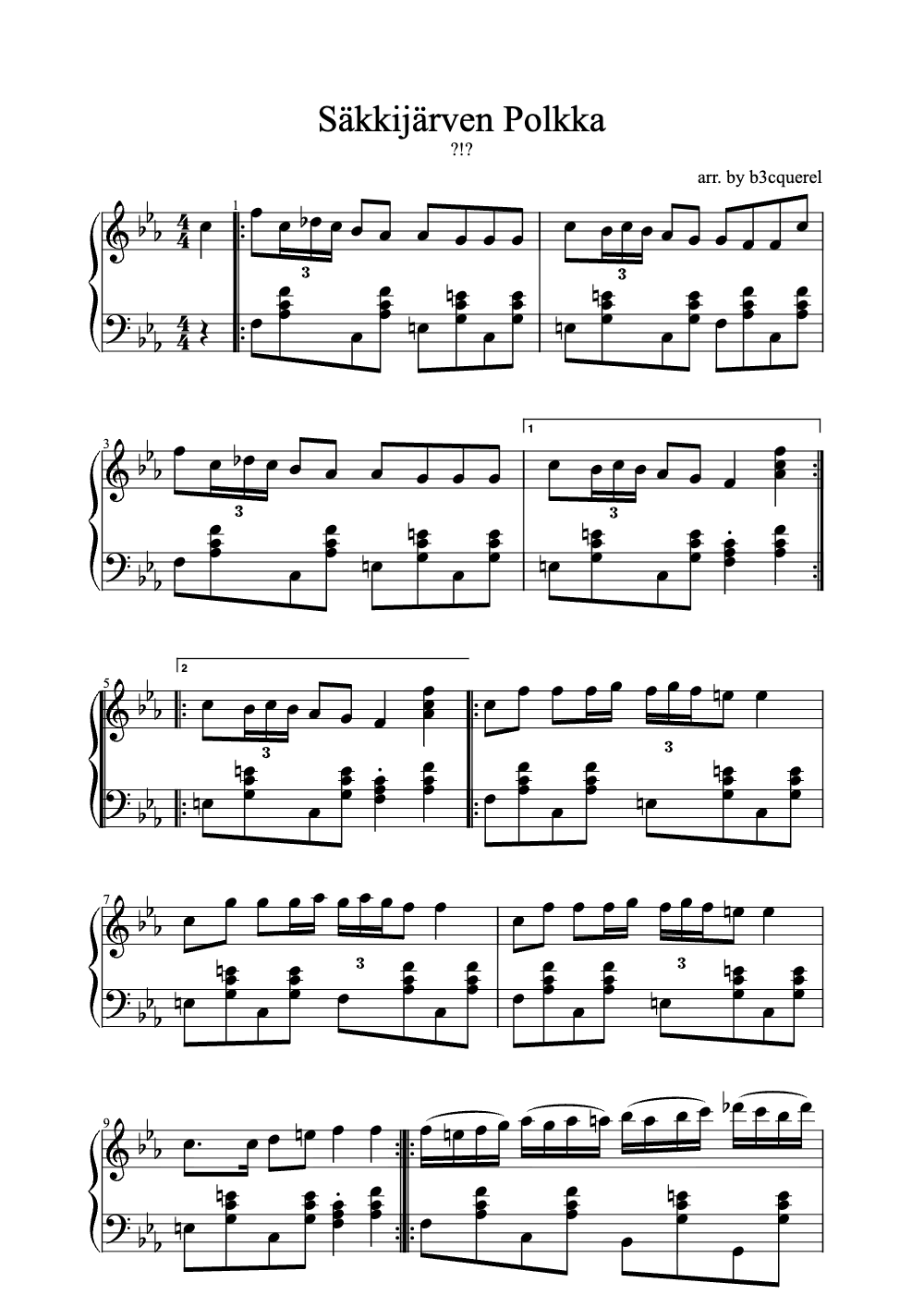 Sheet music preview for Säkkijärven Polkka