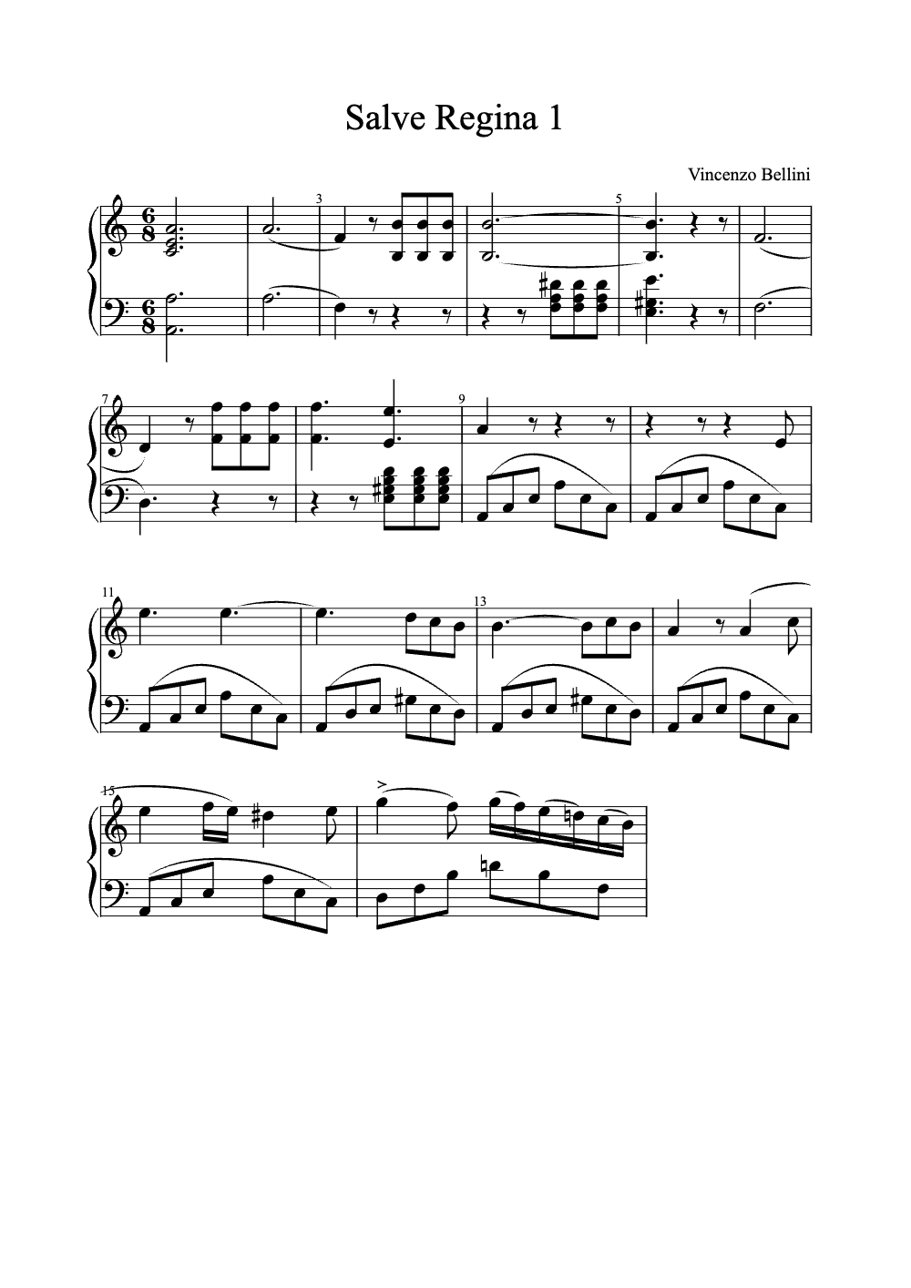 Sheet music preview for Salve Regina