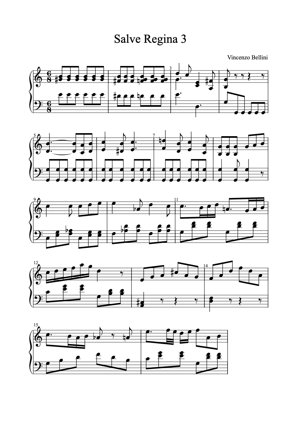 Sheet music preview for Salve Regina