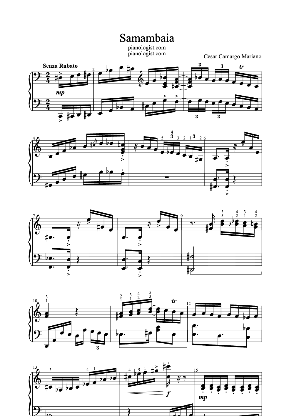 Sheet music preview for Samambaia