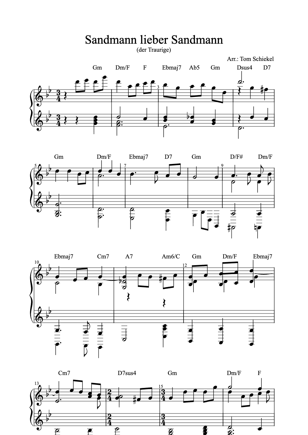 Sheet music preview for Sandmann Lieber Sandmann