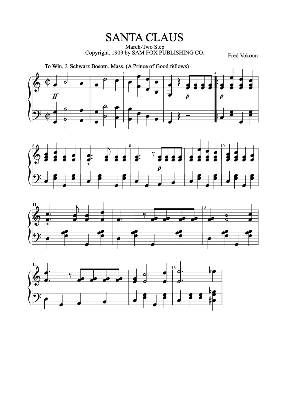 Sheet music preview for Santa Claus