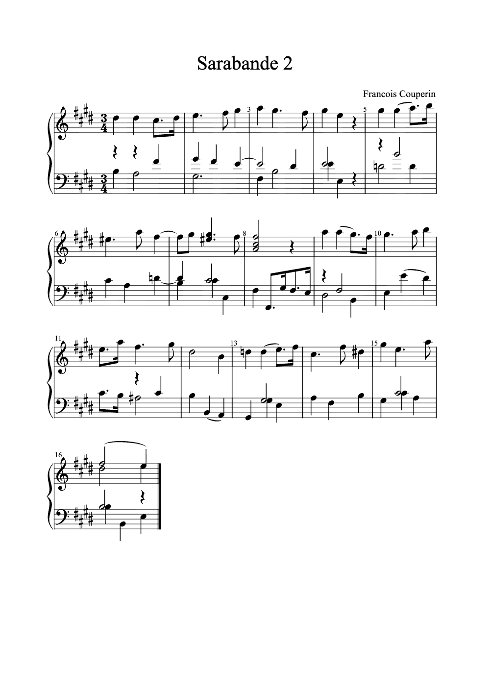 Sheet music preview for Sarabande 2