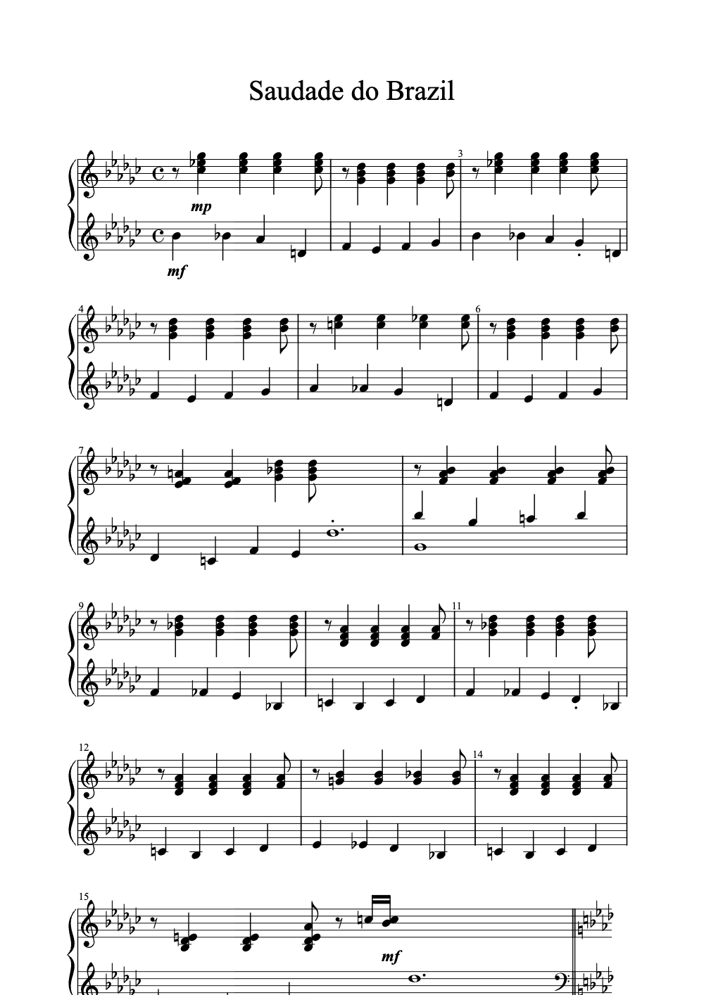 Sheet music preview for Saudade do Brasil
