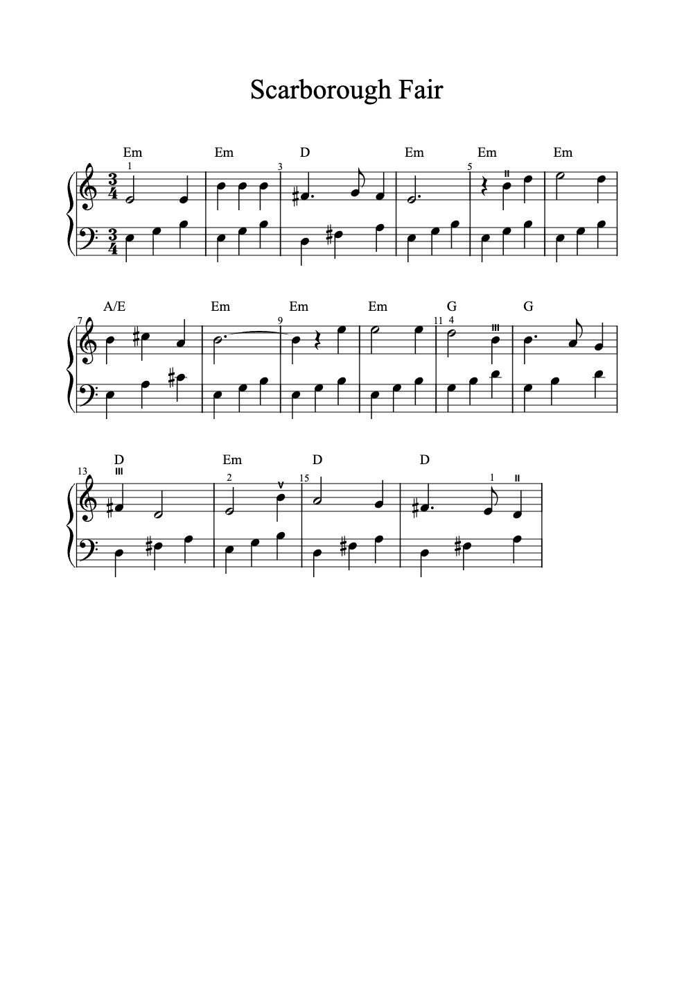 Sheet music preview for Scarborough Fair