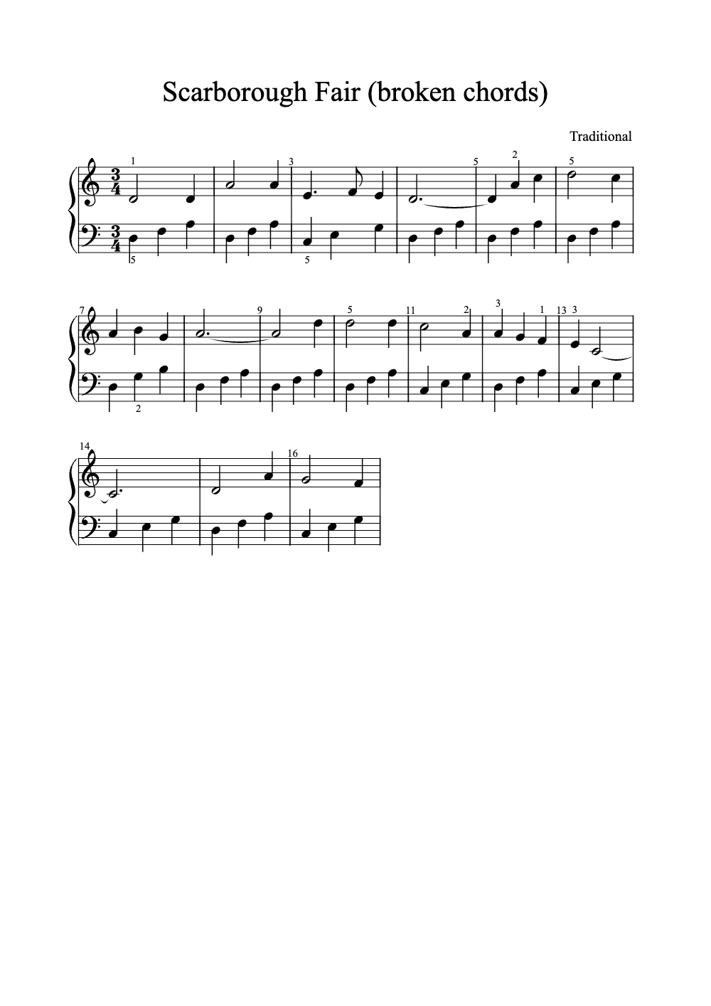Sheet music preview for Scarborough Fair