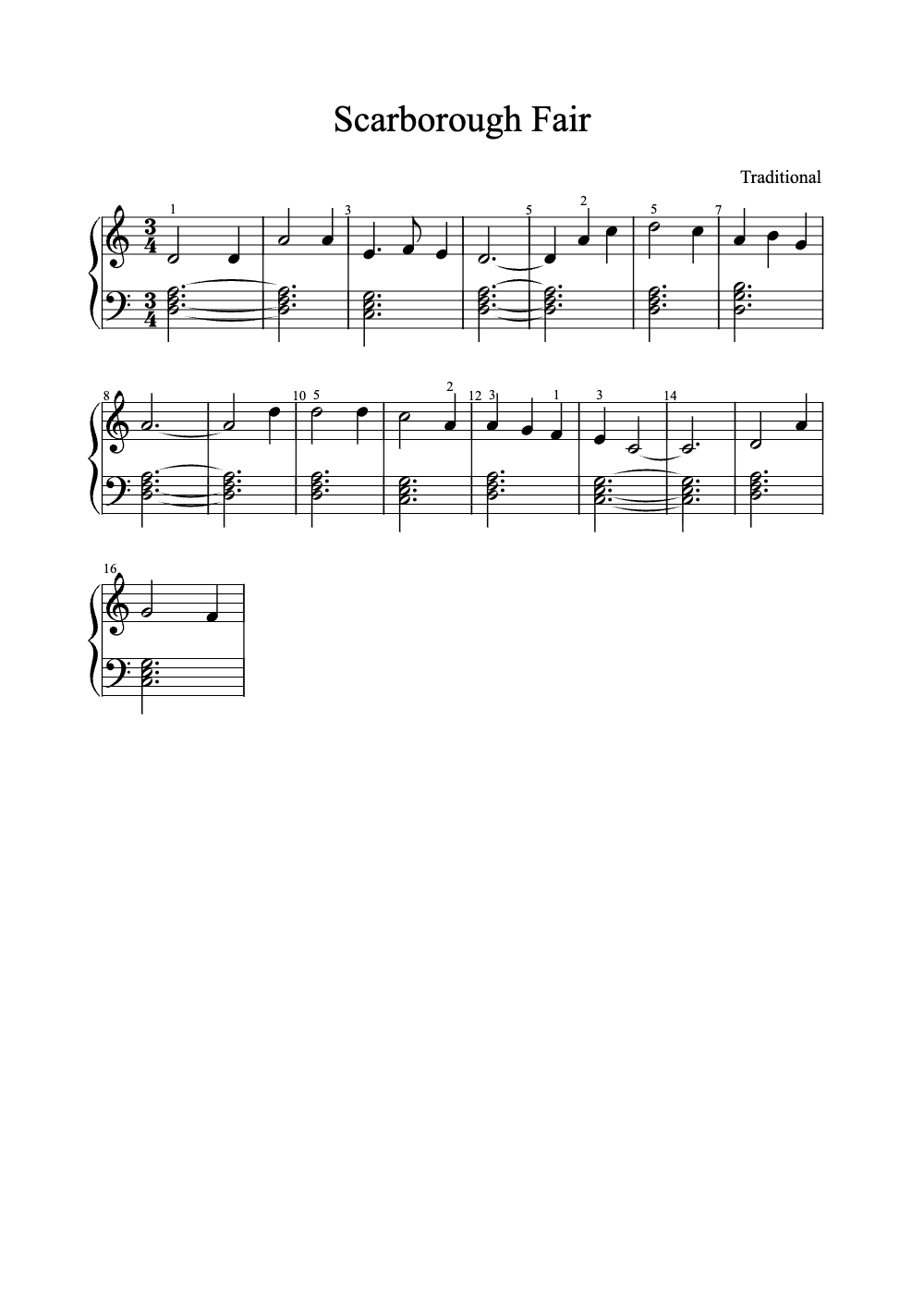 Sheet music preview for Scarborough Fair