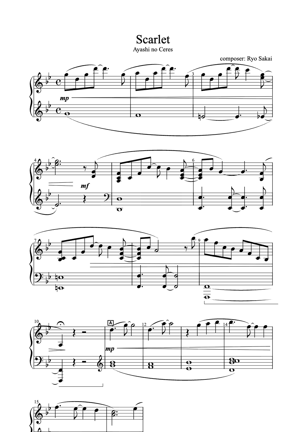 Sheet music preview for Scarlet