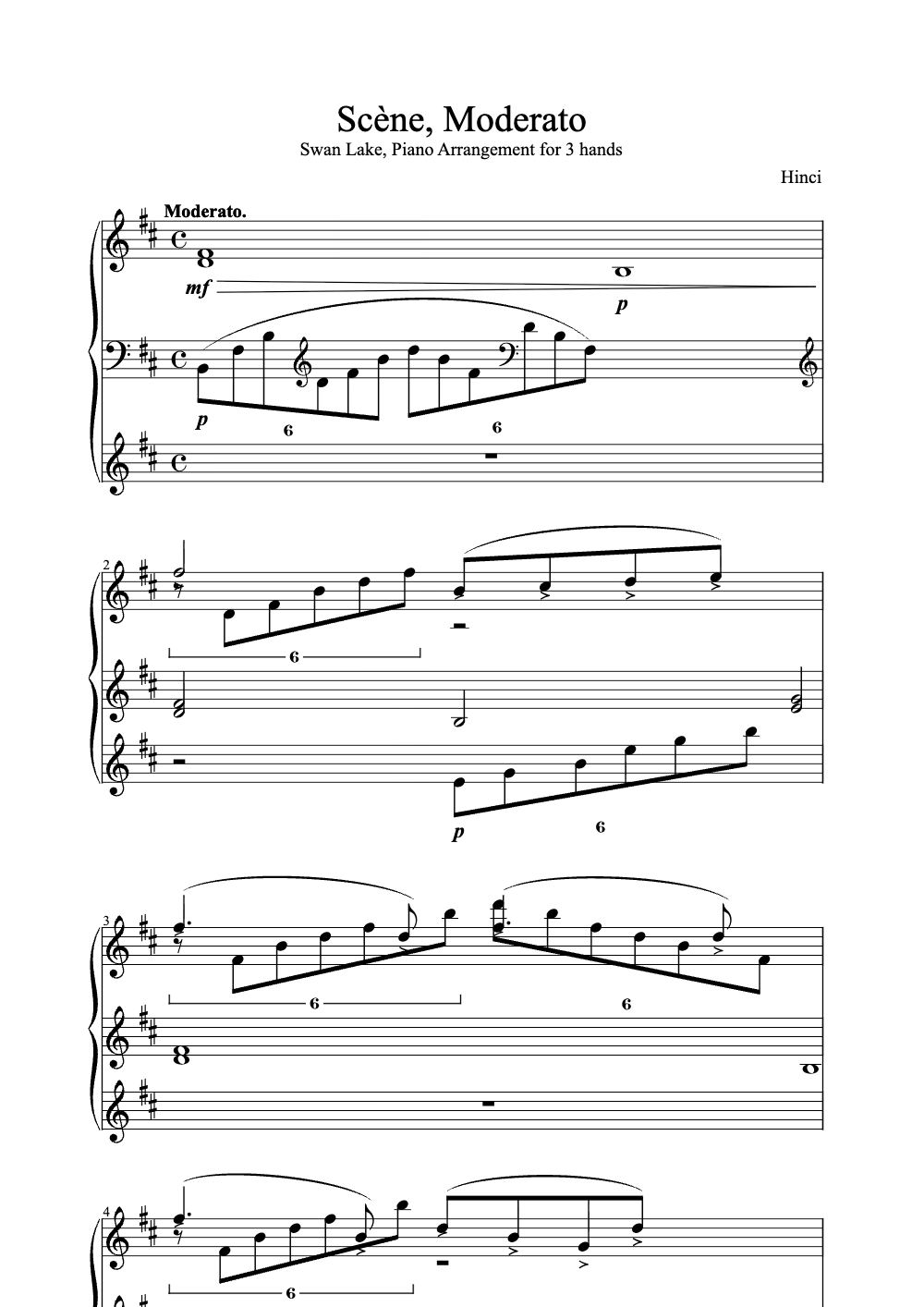 Sheet music preview for Scène, Moderato