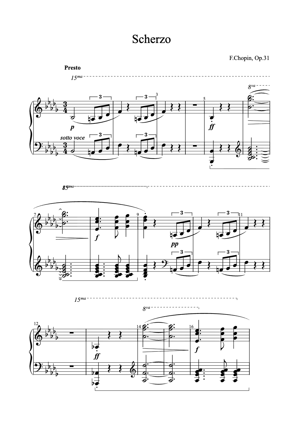 Sheet music preview for Scherzo