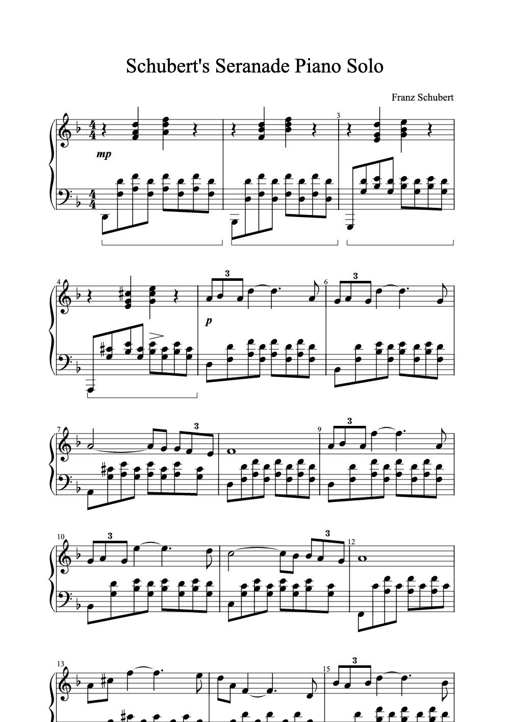 Sheet music preview for Serenade