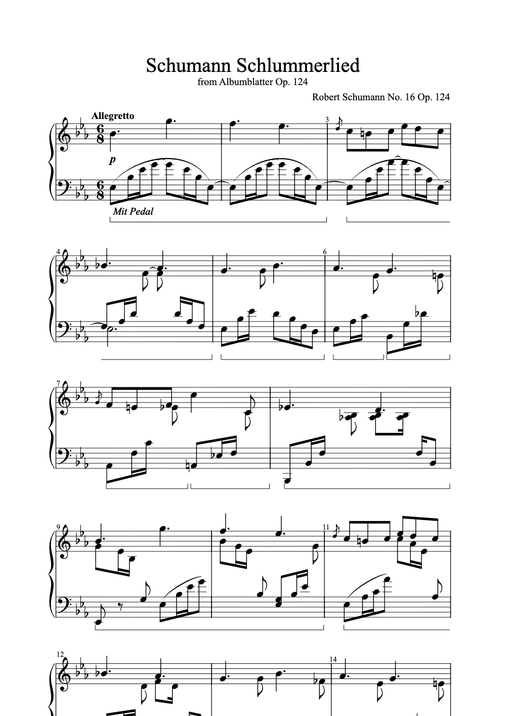 Sheet music preview for Schlummerlied