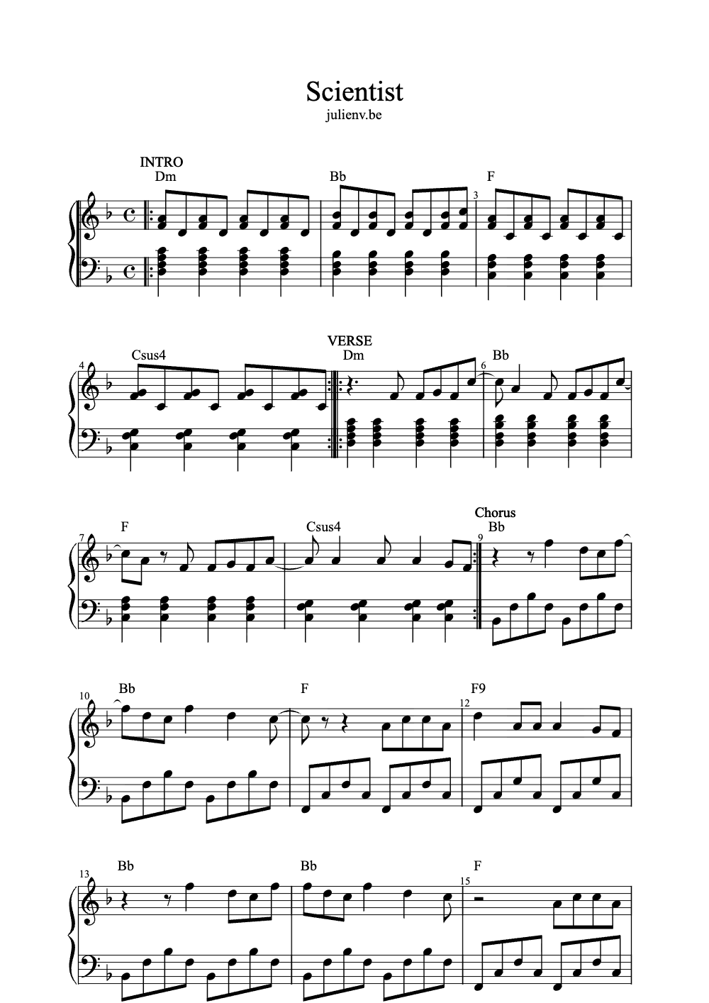 Sheet music preview for Scientist