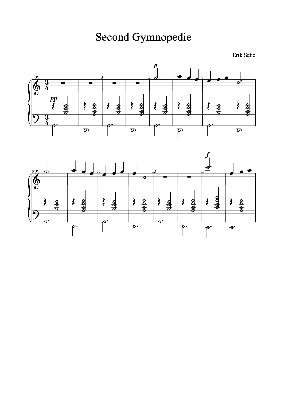 Sheet music preview for Second Gymnopédie