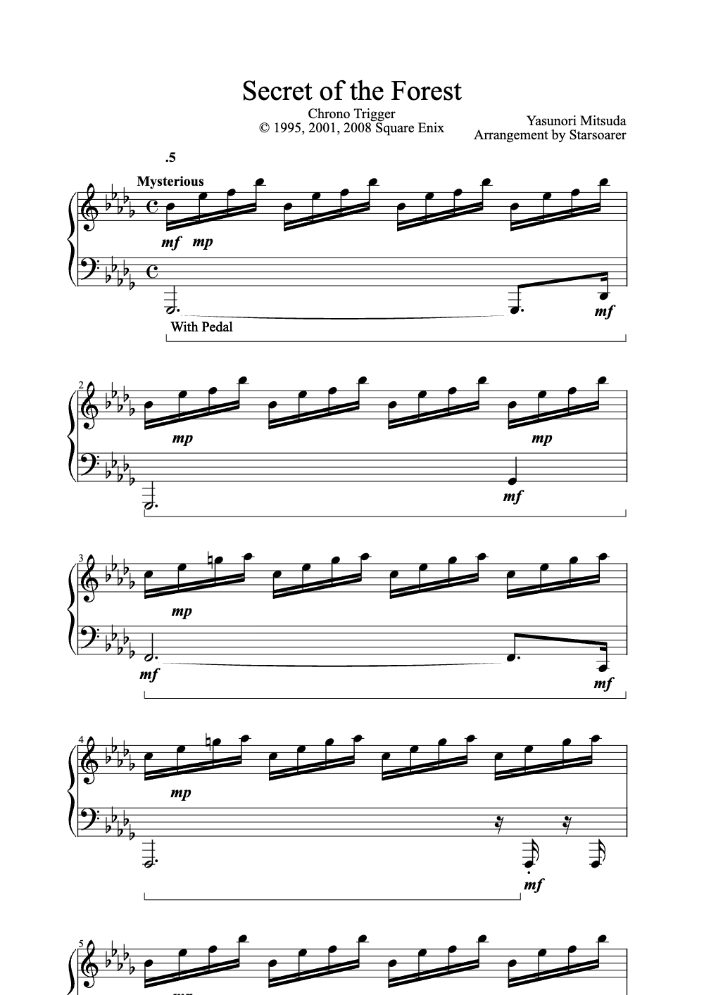 Sheet music preview for Secret of the Forest