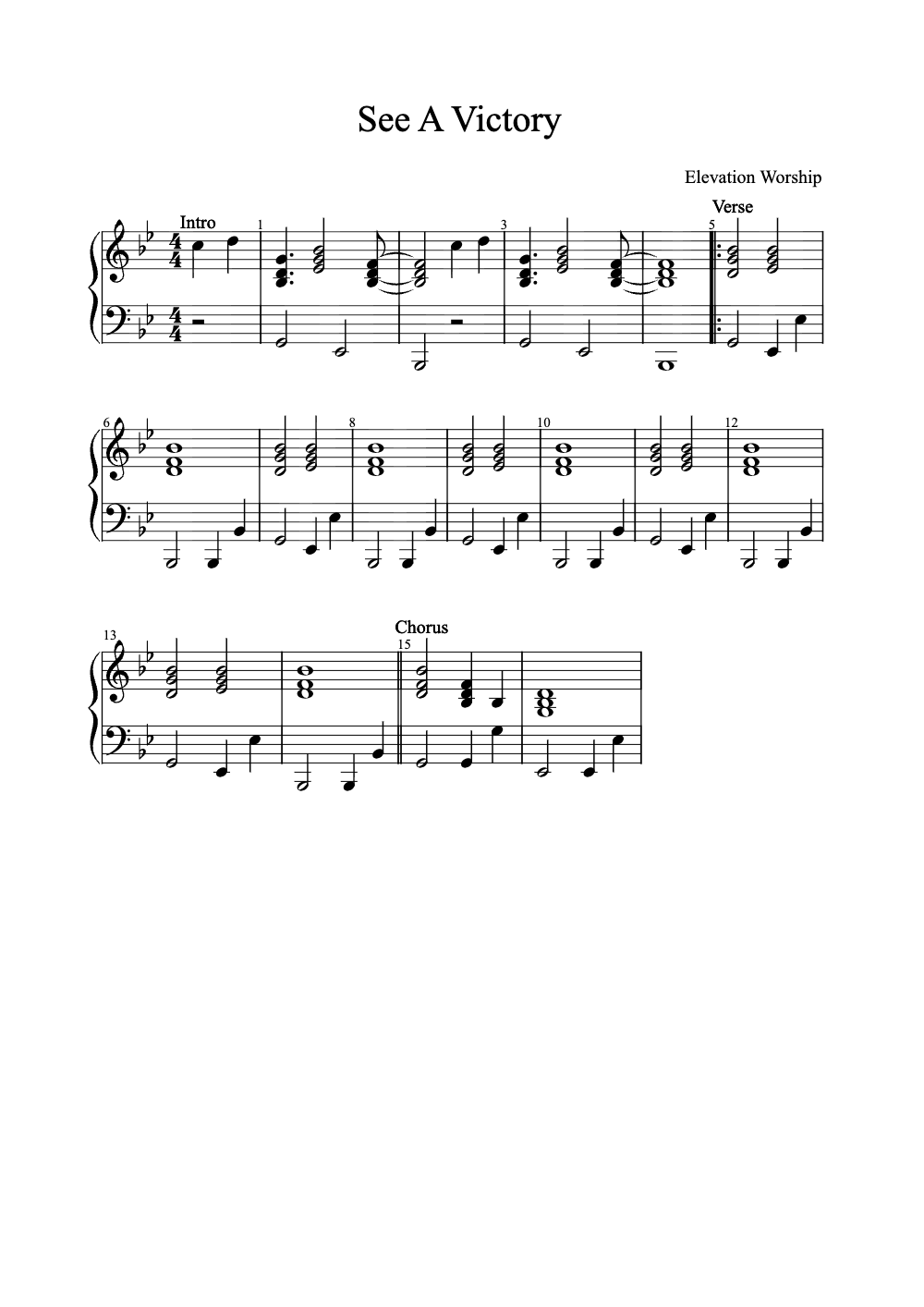 Sheet music preview for See a Victory
