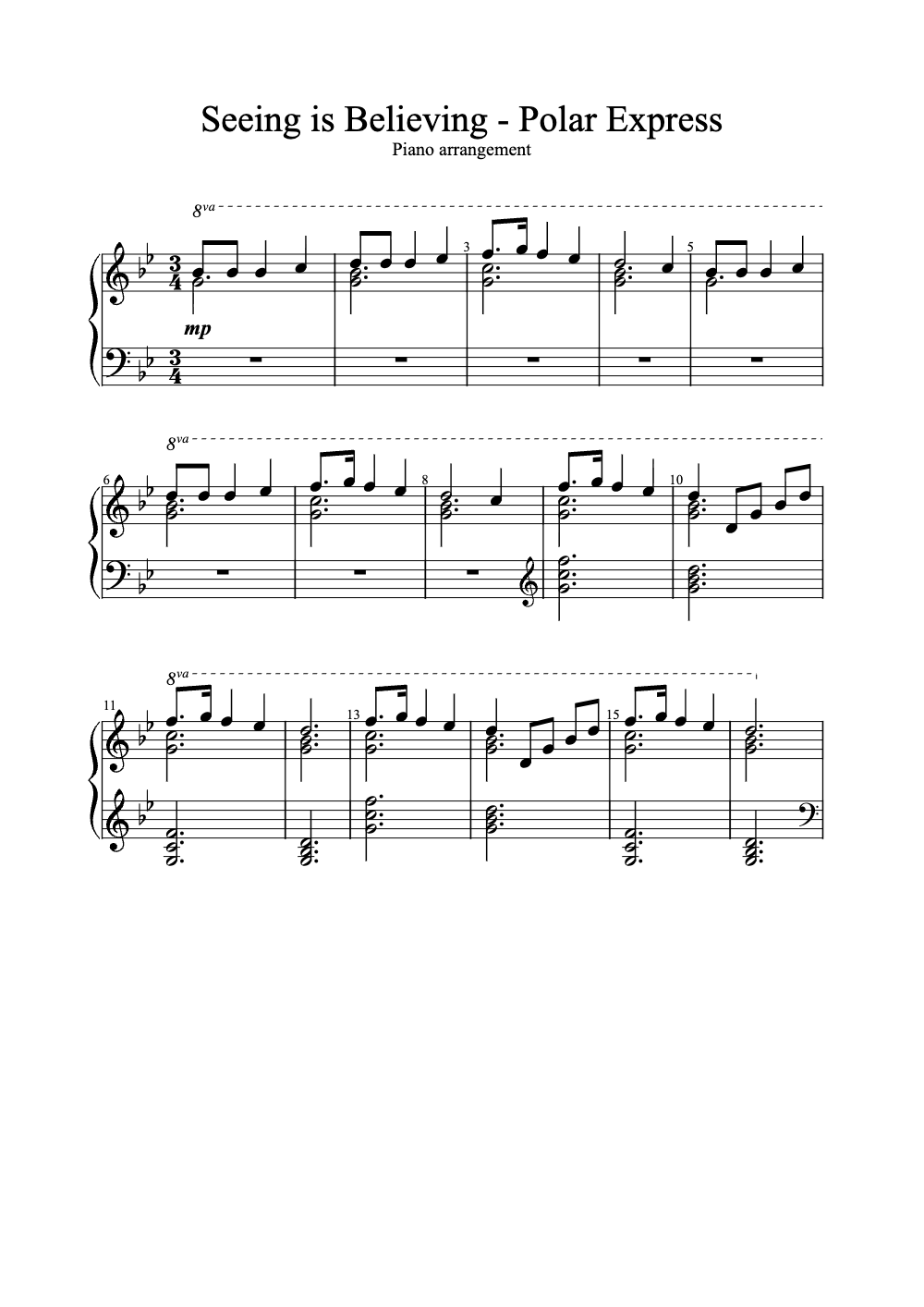 Sheet music preview for Seeing Is Believing
