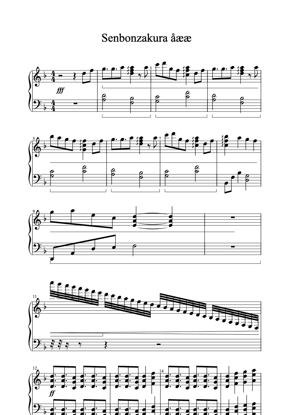 Sheet music preview for Senbonzakura