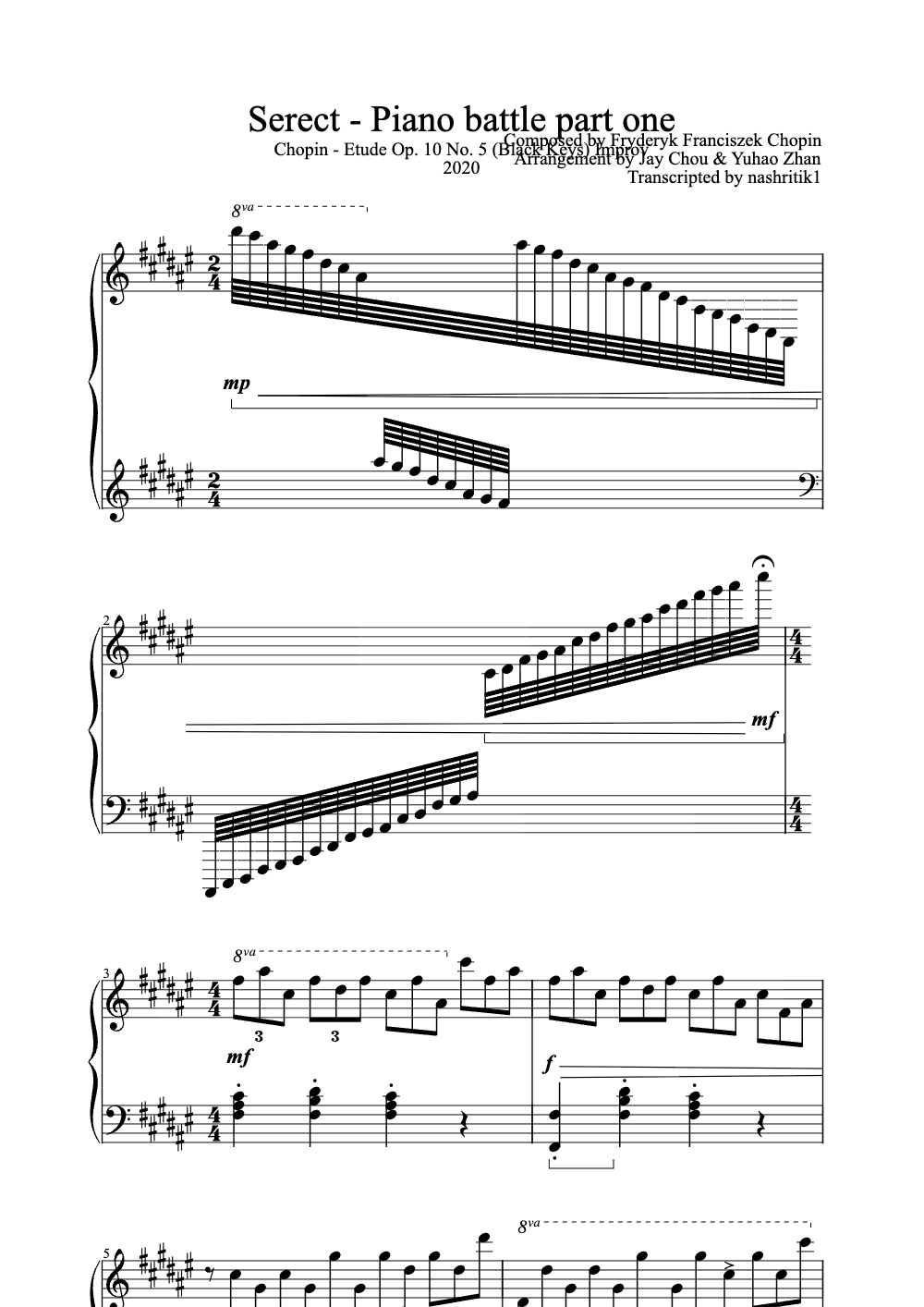 Sheet music preview for Secret - Piano Battle Part One