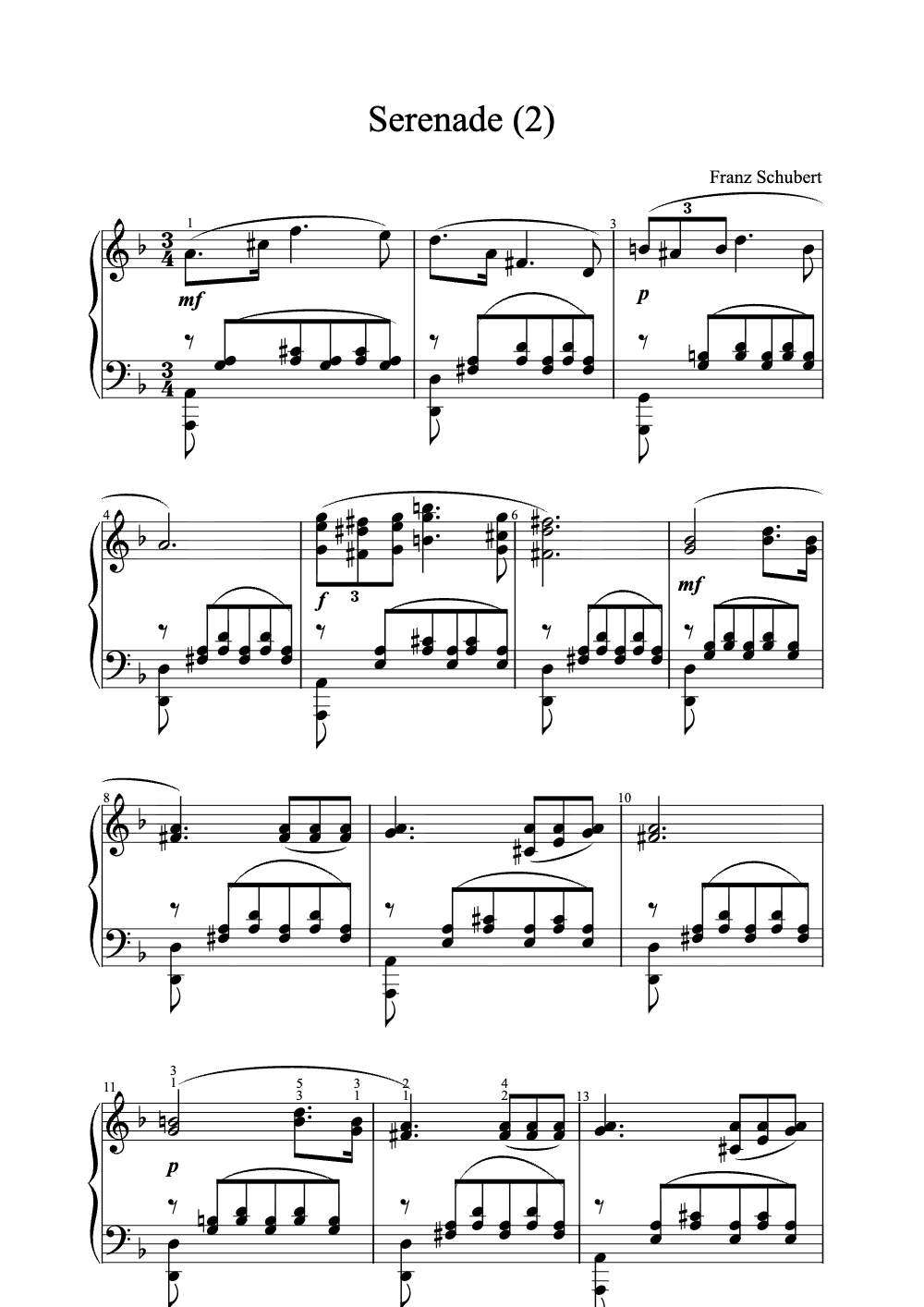 Sheet music preview for Serenade