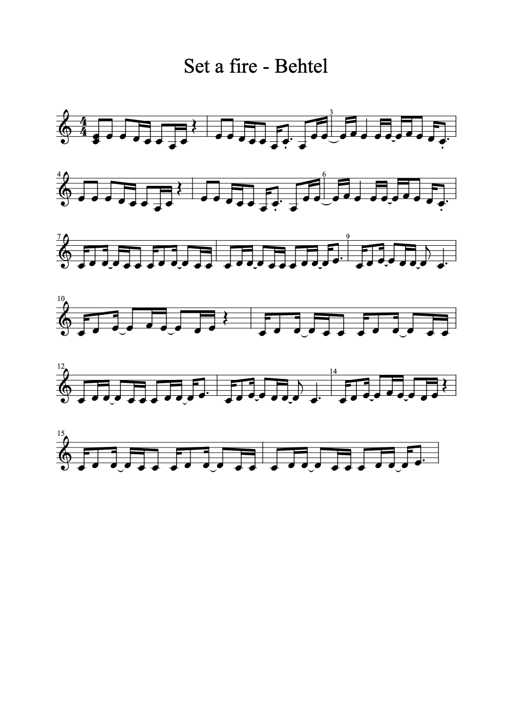 Sheet music preview for Set a Fire