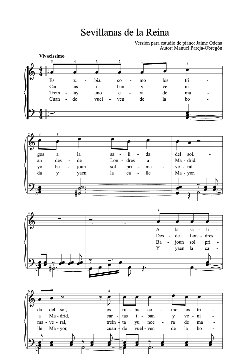 Sheet music preview for Sevillanas de la Reina