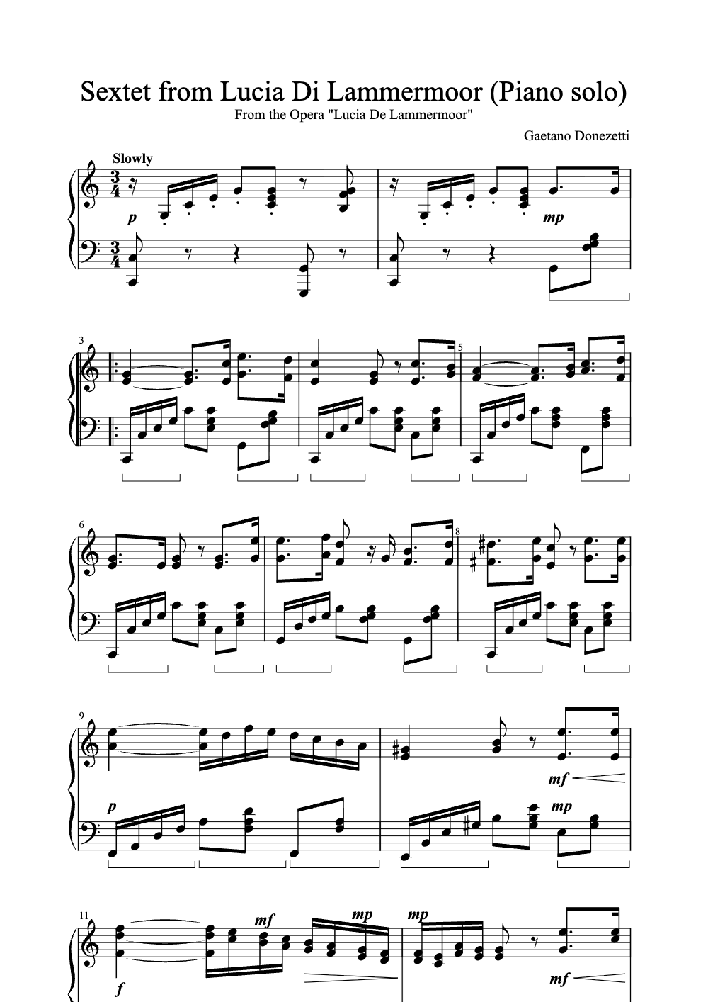 Sheet music preview for Sextet from Lucia Di Lammermoor