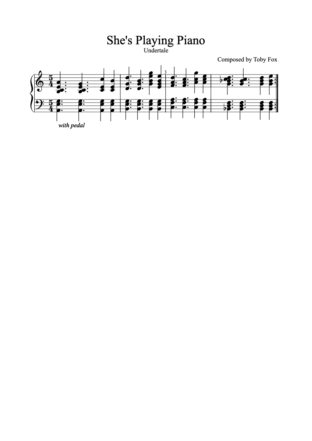 Sheet music preview for She's Playing Piano