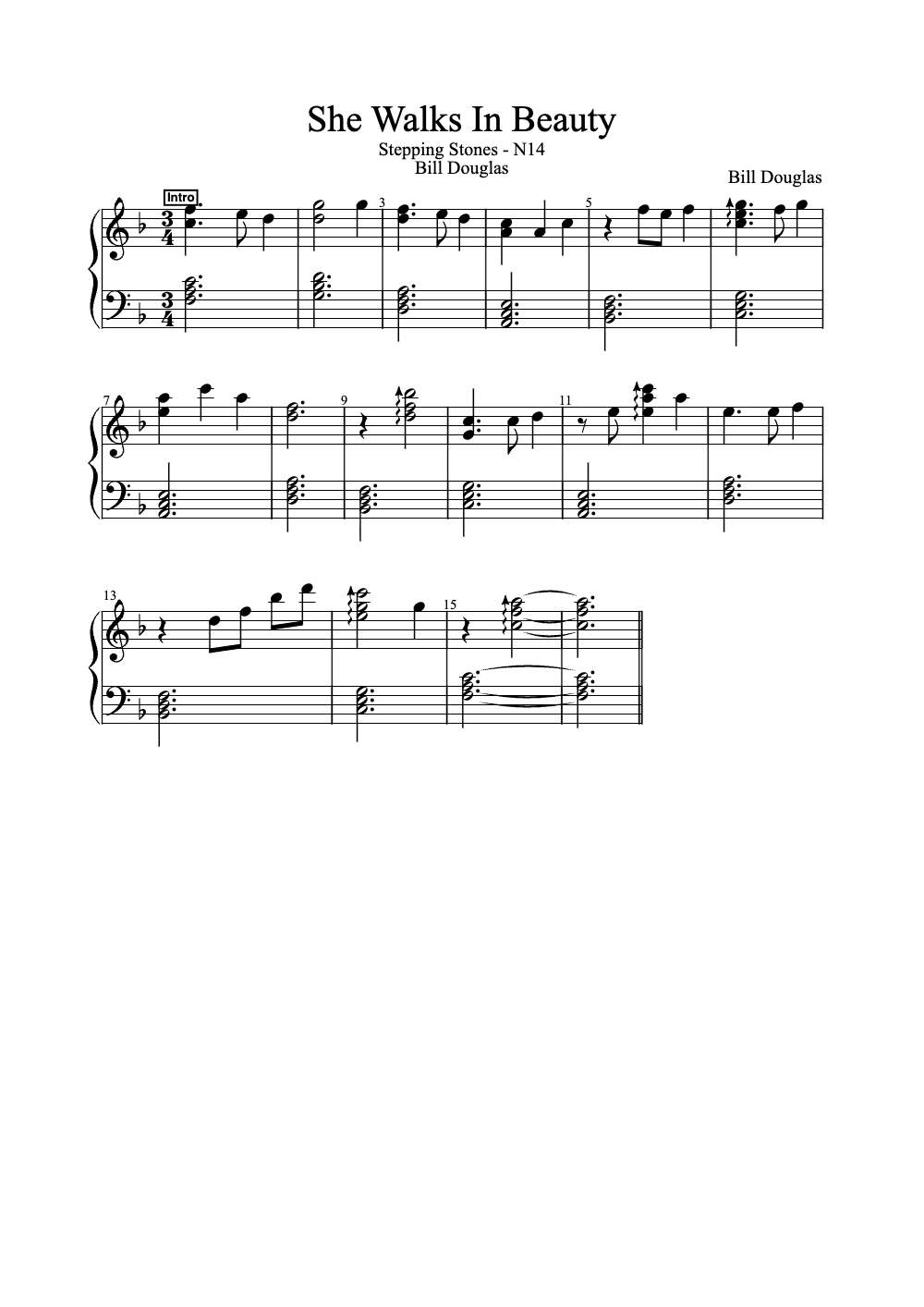 Sheet music preview for She Walks in Beauty