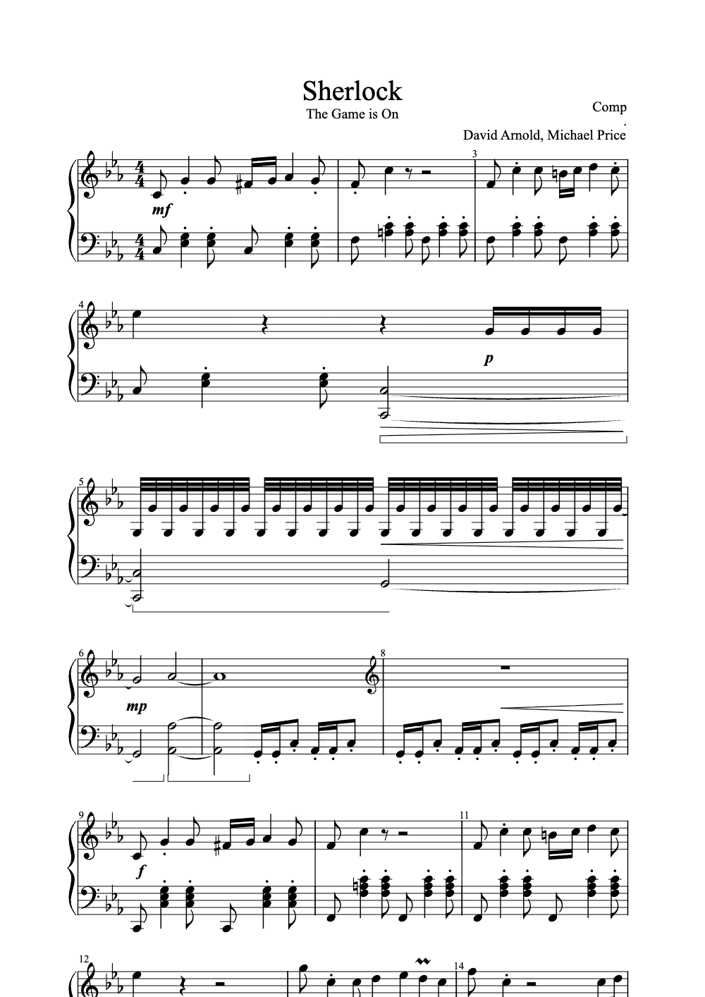 Sheet music preview for Sherlock