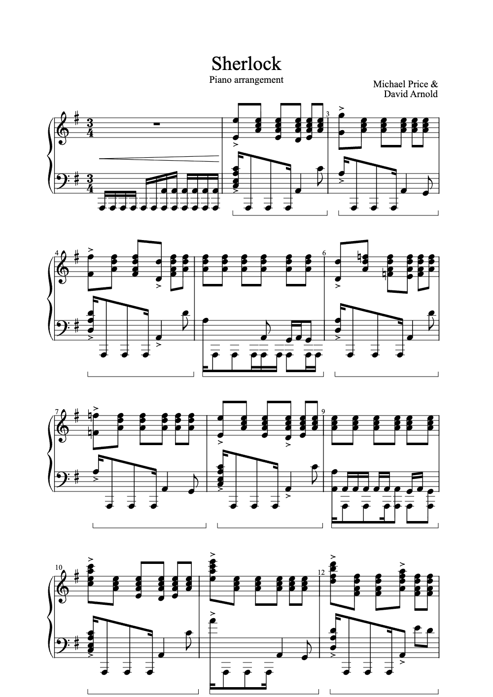 Sheet music preview for Sherlock