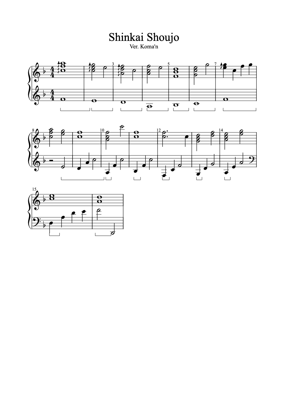 Sheet music preview for Shinkai Shoujo