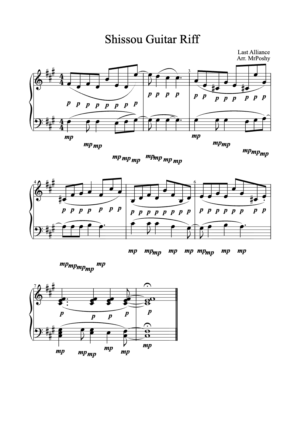Sheet music preview for Shissou Guitar Riff