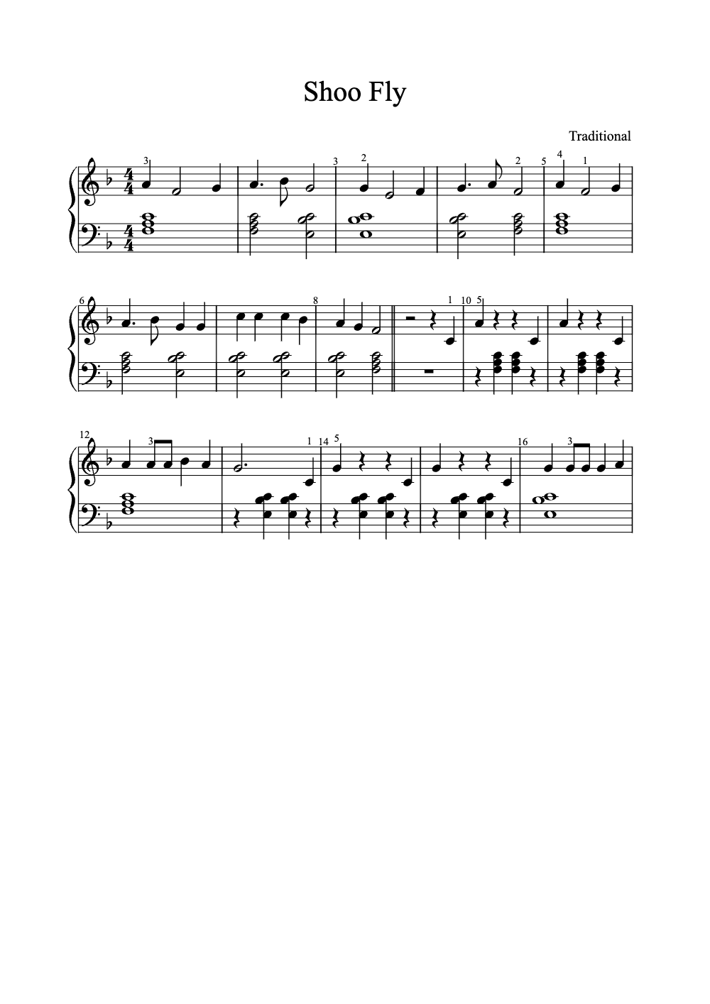 Sheet music preview for Shoo Fly