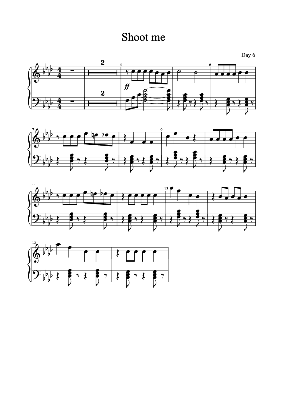 Sheet music preview for Shoot Me