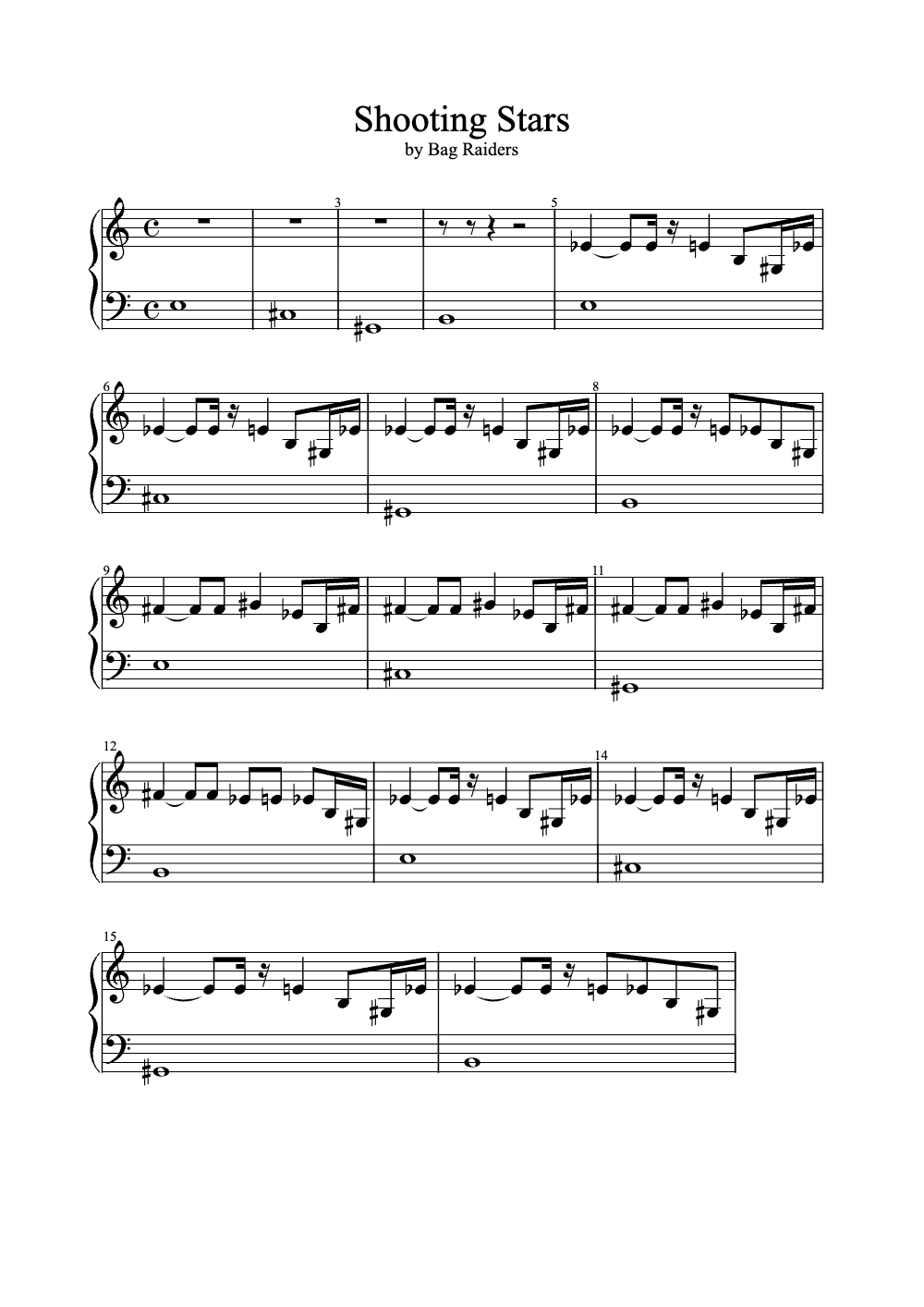 Sheet music preview for Shooting Stars